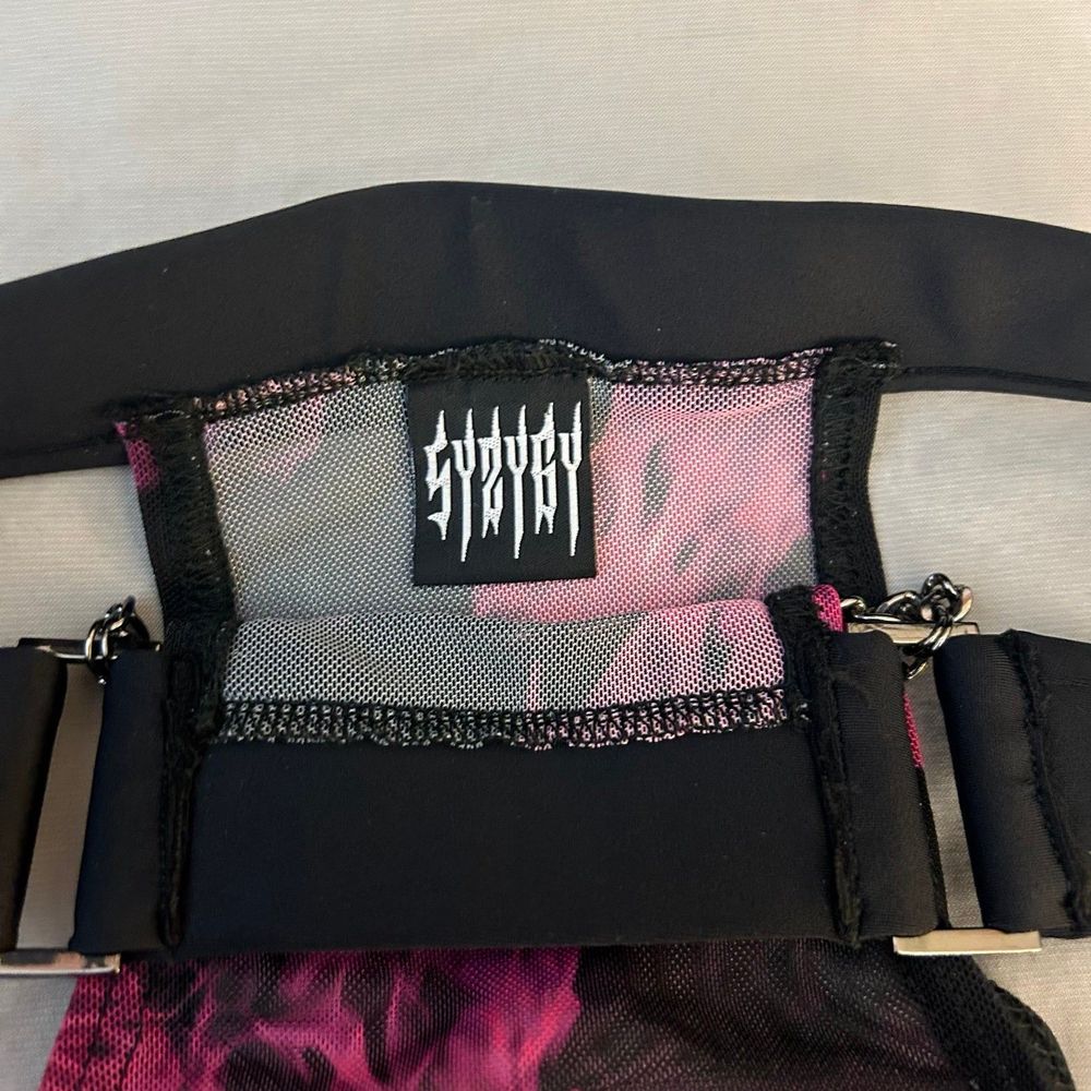 Syzygy The Label Mesh Mini Skirt, Burner Barbie, Pink Black, Rave Cover-Up - Picture 7 of 9
